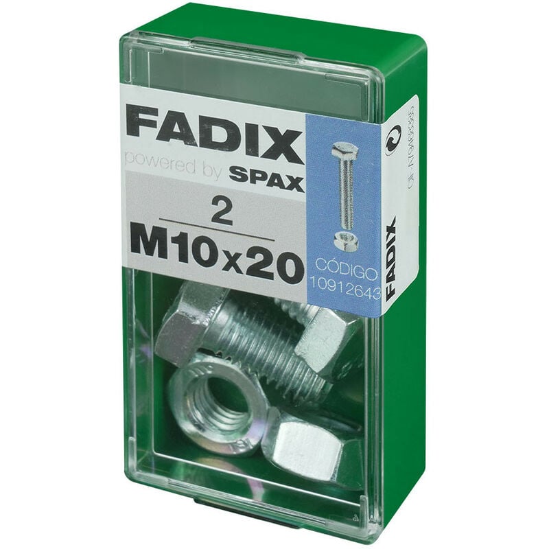 Image of Fadix - Scatole 2 unità.vite cava esagonale metrica + dado zincato m10x20mm