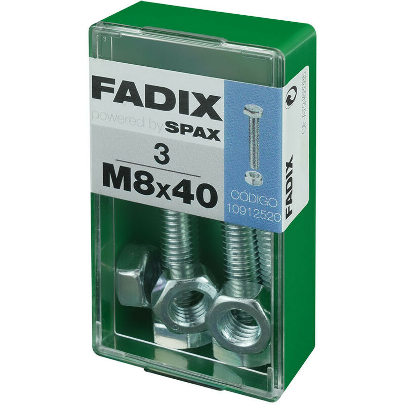 Image of Fadix - Scatole 3 unità.vite cava esagonale metrica + dado zinco m 8x40mm