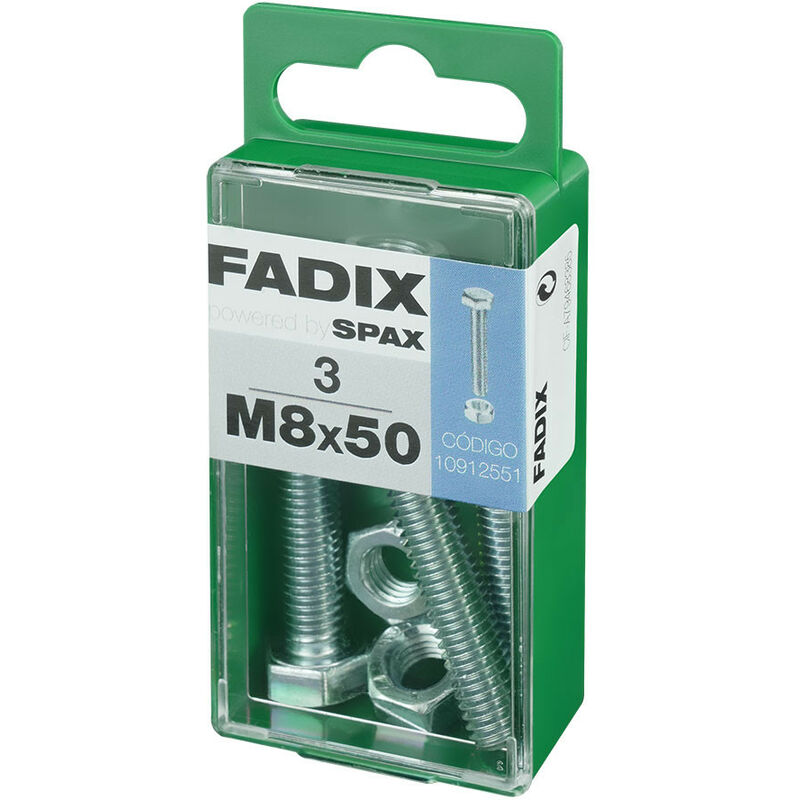 Image of Fadix - Scatole 3 unità.vite cava esagonale metrica + dado zinco m 8x50mm