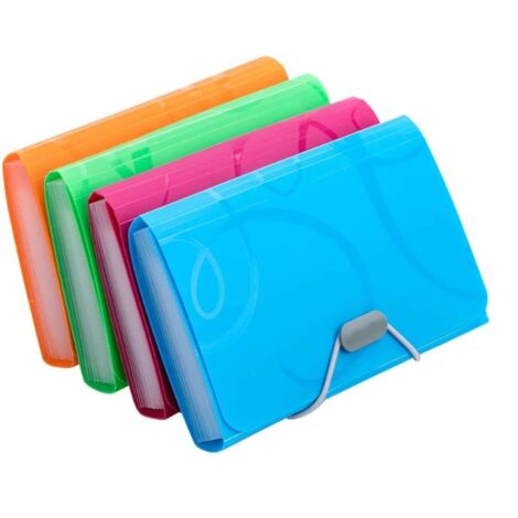 Fächermappe, 4 Stück, Größe A6, klein, tragbar, 13 Fächer, Dokumenten-Organizer, mehrfarbig, Akkordeon-Ordner, Dokumentenhalter, Brieftasche, Fächermappe