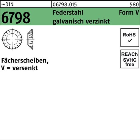 Fächerscheibe DIN 6798 Form V versenkt V 13Federstahl galvanisch verzinkt 100 Stück