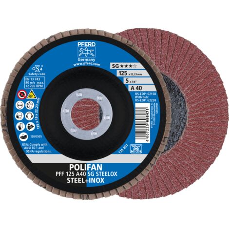 Fächerschleifscheibe A 40SG gerade 125mm K40 Pferd