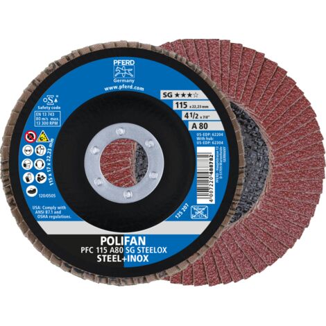 Fächerschleifscheibe A 80SG gewölbt 115mm K80 Pferd