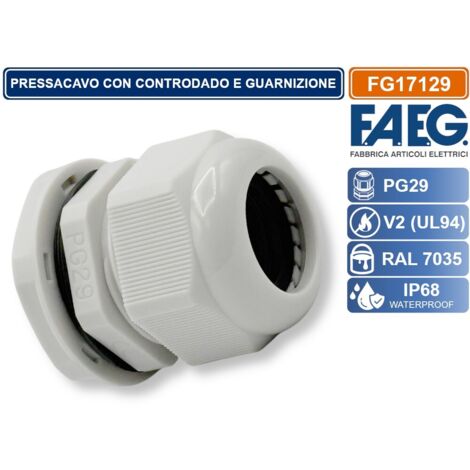 FAEG FG17129 PRESSACAVO IN NYLON PASSO PG29 GRIGIO RAL 7035 IP68