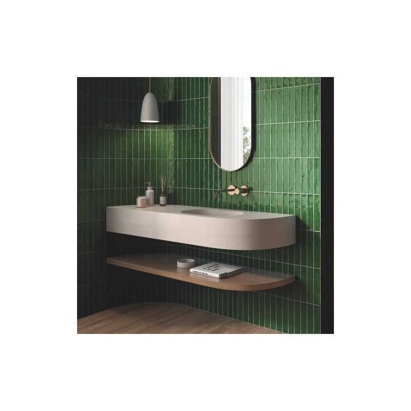 Bestile - Faïence Effet Zellige saona 5x25cm (0,75m2) Green - Les Carreaux de Jean