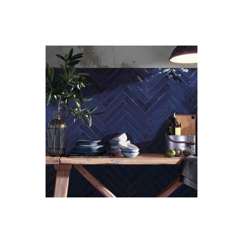 Faïence Effet Zellige saona 5x25cm (0,75m2) Marine - Les Carreaux de Jean