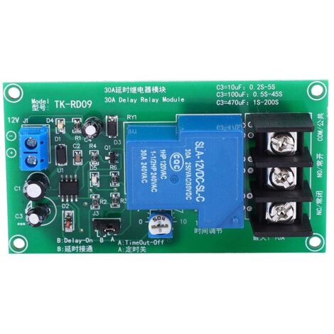 Fafeicy DC 12V Zeitverzögerungsrelaismodul mit 0,1-5 Sekunden Zeitbereich, Relay Timer Board, mit 1% Verzögerungsgenauigkeit und Rückwärtssicherungsschutz