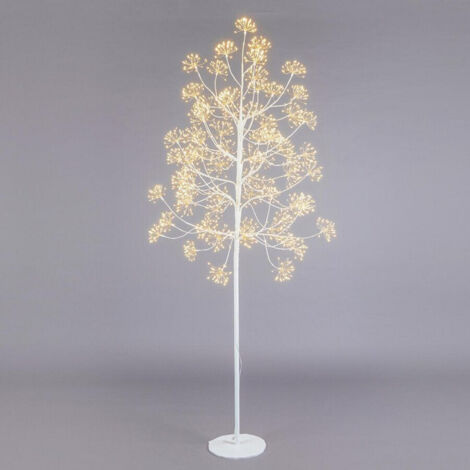 Faggio con ciuffi Led luminosi a luce calda, struttura bianca, albero di Natale -Ø85 x 180 cm - 1568 LED