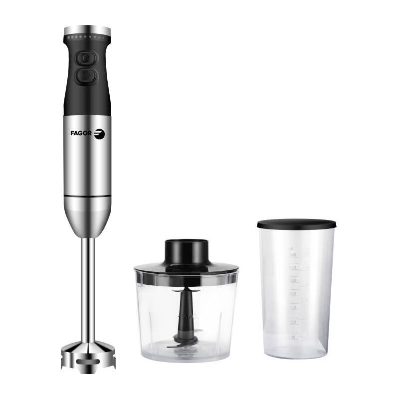 Image of FAGOR FG531 Set Frullatore a Mano - 800W - Lama in Acciaio - 5 Velocità + Turbo - Mini Tritatutto 500ml