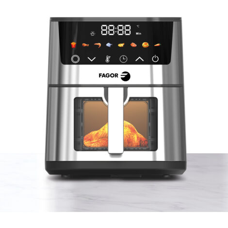 Fagor – Friteuse sans huile 5L 1400W – Température réglable 80-200° – Minuterie 60mn – 8 programmes intégrés