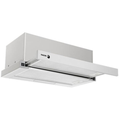 Fagor – Hotte télescopique 60 cm – Aspiration 518 m³/h – 3 vitesses – Éclairage LED – Installation évacuation ou recyclage - FHT550C