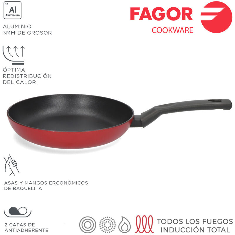 

Sarten elan 3 rouge ø28cm aluminio extragrueso 3mm - Fagor