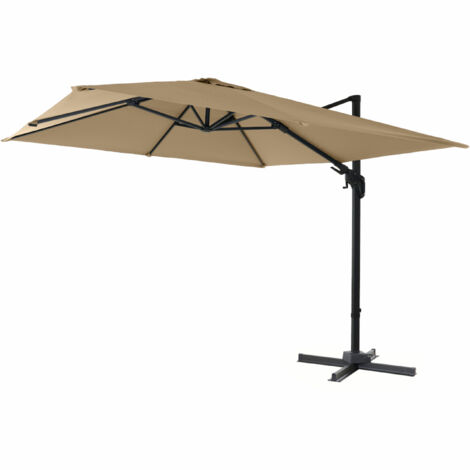 FAGUS N+ Ampelschirm 300x300 cm taupe Gestell Alu anthrazit, Streben Stahl, Bezug 100% Polyester PA-beschichtet, 250g/m² taupe, UPF 50+