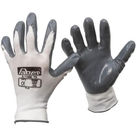 FAHERMA guante nylon  nitrilo gris t-7 par , Guante de nylon y nitrilo gris Color blanco con palma revestida en nitrilo Excelente sensibilidad y óptima resistencia mecánica