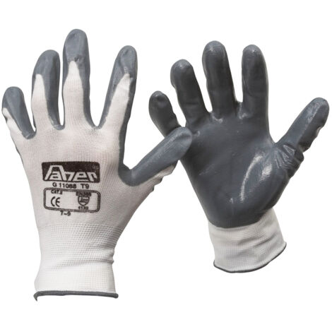 FAHERMA guante nylon  nitrilo gris t-8 par , Guante de nylon y nitrilo gris Color blanco con palma revestida en nitrilo Excelente sensibilidad y óptima resistencia mecánica