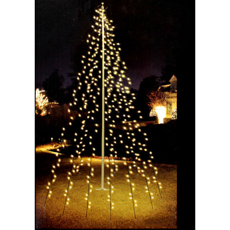 Fahnenmast Lichterkette - 360 LED`s, 10 Stränge a 8m, warmweisses Licht - Fahnenstangen Beleuchtung Weihnachtsdekoration Weihnachtsbaumbeleuchtung