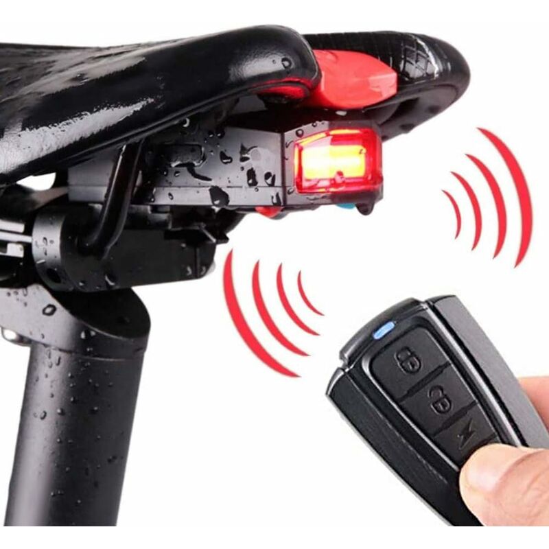 Fahrrad-Rücklicht Fahrrad-Diebstahl-Alarm Smart Fahrrad-Rücklicht Drahtloses Fahrrad-Alarmsystem mit wiederaufladbarer USB-Fernbedienung Smart