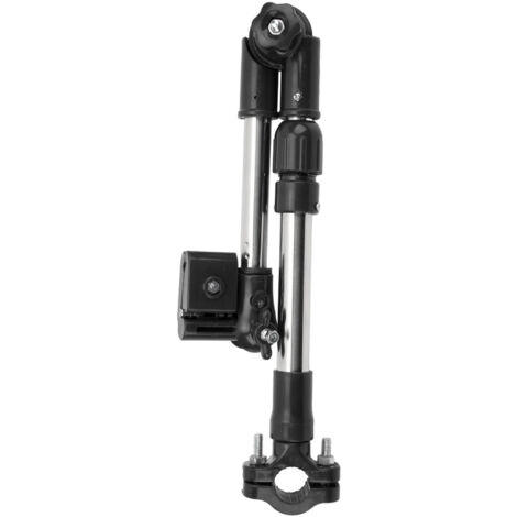 Fahrrad-Schirmständer aus Edelstahl, 360° verstellbare Teleskopstütze für Rollstühle im Außenbereich, schwarz