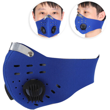 Fahrrad-Staubmaske mit Aktivkohlefilter, komfortabel und atmungsaktiv für Outdoor-Aktivitäten (Blau)