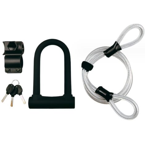 Fahrrad-U-Schloss, robustes Bügelschloss mit 3 Schlüsseln, 1,2 m flexibles Kabel