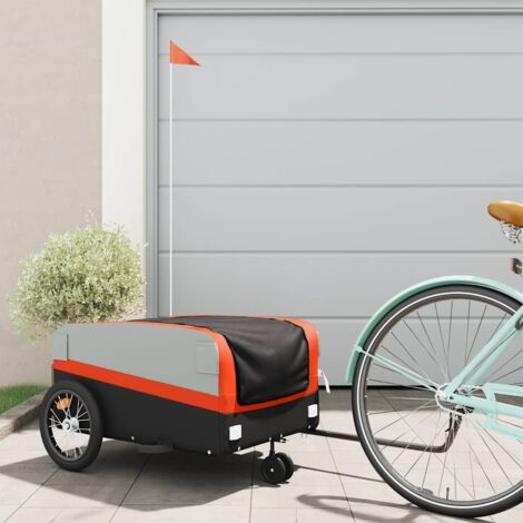 Fahrradanhänger schwarz und orange 45 kg Metall