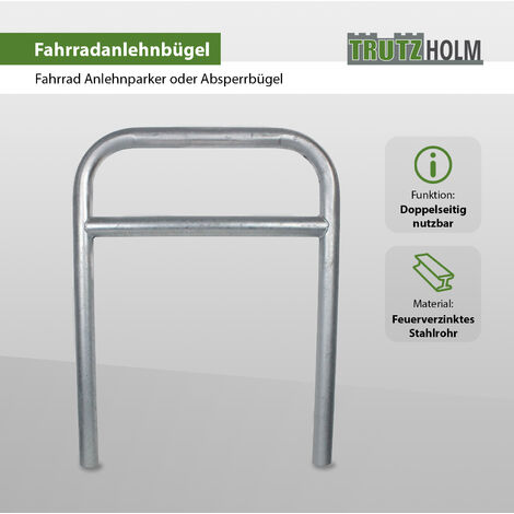 Fahrradanlehnbügel 78 x 115 cm Stahl feuerverzinkt Ø 60 mm grau Einbetonieren Fahrradständer Parker Typ H