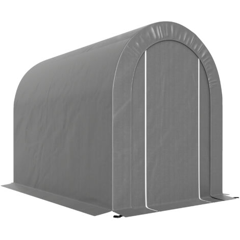 Fahrradgarage/Gartenunterstand 239×159×190 cm mit PE-Plane und verzinktem Metallrahmen, Grau