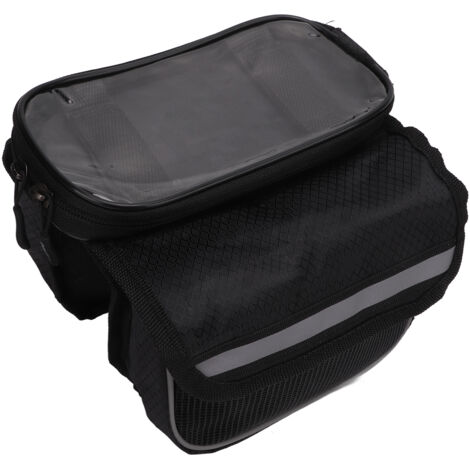 Fahrradhandytasche, 600D transparentes und stoßfestes Nylon, für Smartphones von 4,8 bis 5,7 Zoll – Schwarz