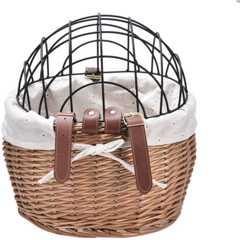 Fahrradkorb aus Weide mit Metalldeckel – 30 x 25 x 30 cm – Einfache, werkzeuglose Montage – Ideal für Haustiere und als Geschenk