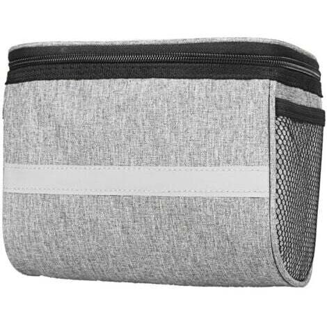 Fahrradlenkertasche - S - 21x13x16.5cm Grau Wasserdichte Fahrradkorbtasche mit Touchscreen Kühlbox Streifen Fahrrad Fronttasche mit Netztasche