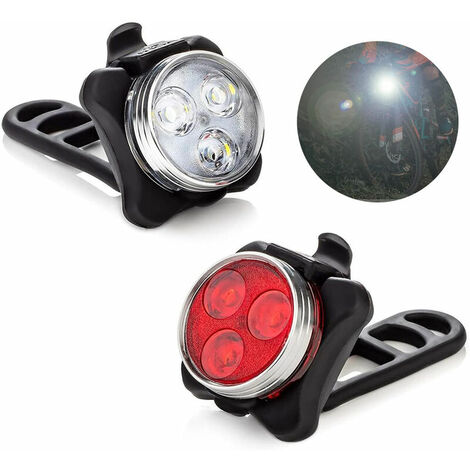 BSR Fahrradlichter, 2 Stück USB wiederaufladbares Fahrradlicht, superheller LED-Frontscheinwerfer, Fahrradlicht, Radfahren, Rücklicht, Vorderlicht-Set