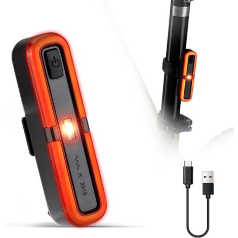 Fahrradrücklicht mit blinkender Bremsfunktion, LED-Fahrradrücklicht, wiederaufladbar über USB Typ-C, wasserdichtes Rücklicht nach IPX5 für E-Bikes
