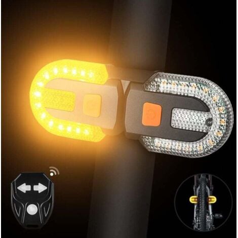 ERSANDY Fahrradrücklicht mit Blinkern – geteilte kabellose Fernbedienung zum Radfahren, wiederaufladbar, 5 Sicherheitswarnmodi, Blitzlichter, 1 Set