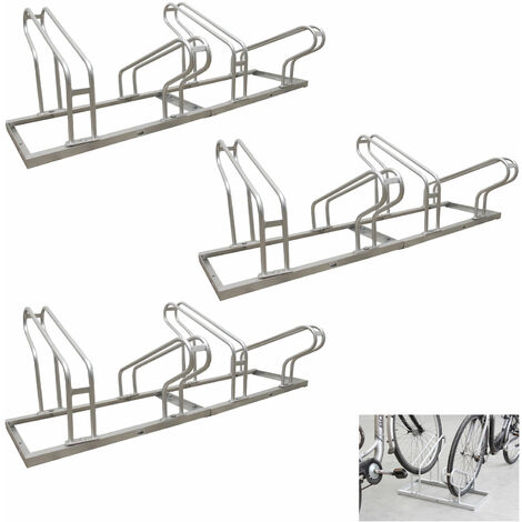 Fahrradständer für 12 Fahrräder höhenversetzt 420 x 45 cm Stahl feuerverzinkt grau 6x2 Bodenparker Reihenparker
