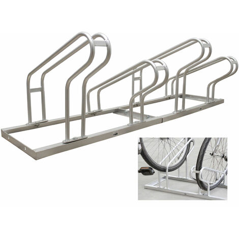 Fahrradständer für 4 Fahrräder höhenversetzt 140 x 45 cm Stahl feuerverzinkt grau 2x2 Bodenparker Reihenparker