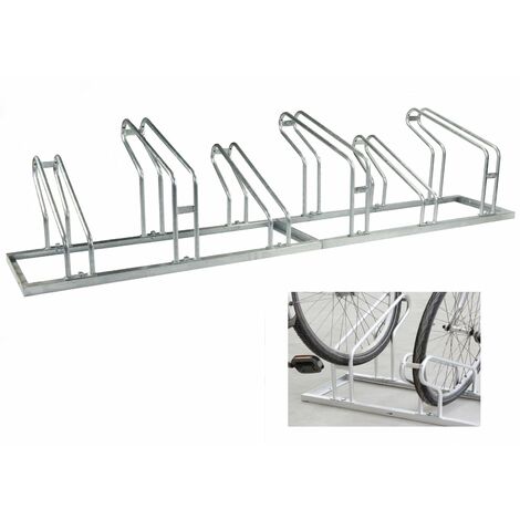 Fahrradständer für 6 Fahrräder höhenversetzt 210 x 45 cm Stahl feuerverzinkt grau 2x3 Bodenparker Reihenparker