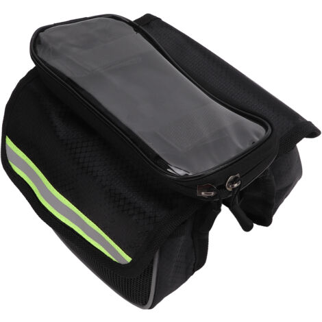 Fahrradtasche für Handys aus 600D-Material, stoßfester, transparenter TPU-Folie, für Handys von 4,8 bis 5,7 Zoll, Farbe: Grün.