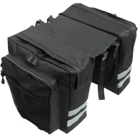 Fahrradtasche, wasserdichte Gepäckträgertasche, doppelte Fahrradtasche, faltbare Aufbewahrungstasche für Pendler, Reisen, Picknicks, Radfahren, Outdoor-Sportarten (Schwarz)