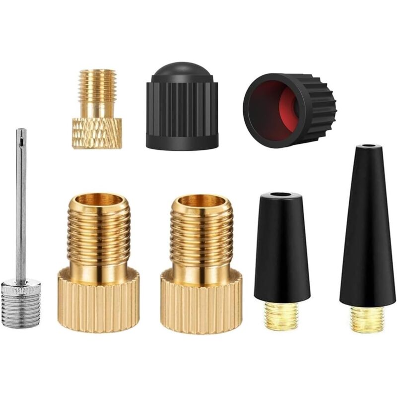 Bluedeer Fahrradventil Adapter,8 Stück Fahrrad-Ventil Adapter Set,Messing-Adapter,Inflating Needles Sports Ballpumpen Nadeln Set Für Alle Fahrradpumpe Luftpumpe Ballpumpe Fußball