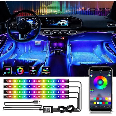 Fahrzeuginnenbeleuchtung, LED-Zubehör für den Fahrzeuginnenraum, RGB-LED-Streifen für die Fahrzeugdekoration, App-Steuerung, wasserdichtes Zweileitungsdesign