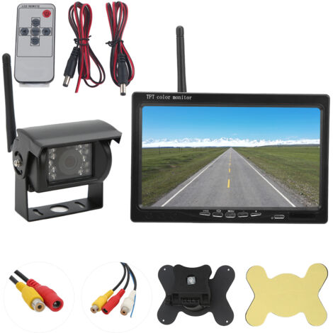 Fahrzeugrückfahrkamerasystem mit 7-Zoll-Bildschirm, Infrarot-Nachtsicht und IP68-Wasserschutz für Busse, Lastwagen, Anhänger und Wohnmobile.