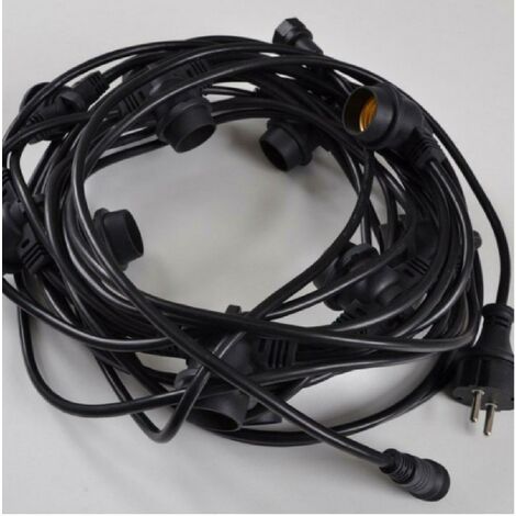 Fai catena luminosa catenaria nera filo bipolare per lampadine 11 mt. nero 3062