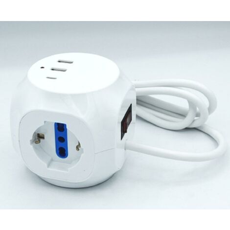 Fai multipresa cubo 3 prese 10/16a+3usb 8026