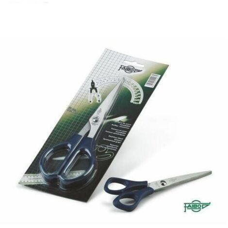 FAIBO TIJERAS OFICINA 16CM SIMÉTRICAS MANGO DE PLÁSTICO AZUL OSCURO -BLISTER-