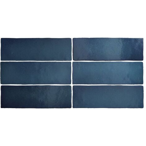 Faience dénuancée bleu marine 6.5x20 cm MAGMA SEA BLUE 24964 - 0.5m²