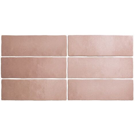 Faience dénuancée rose corail 6.5x20 cm MAGMA CORAL PINK 24961 - 0.5m²