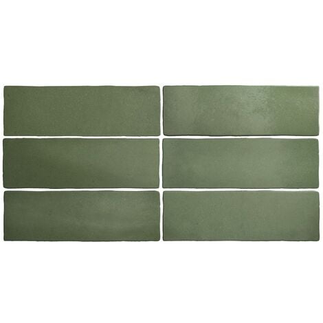 Faience dénuancée vert 6.5x20 cm MAGMA MALACHITE 24965 - 0.5m²