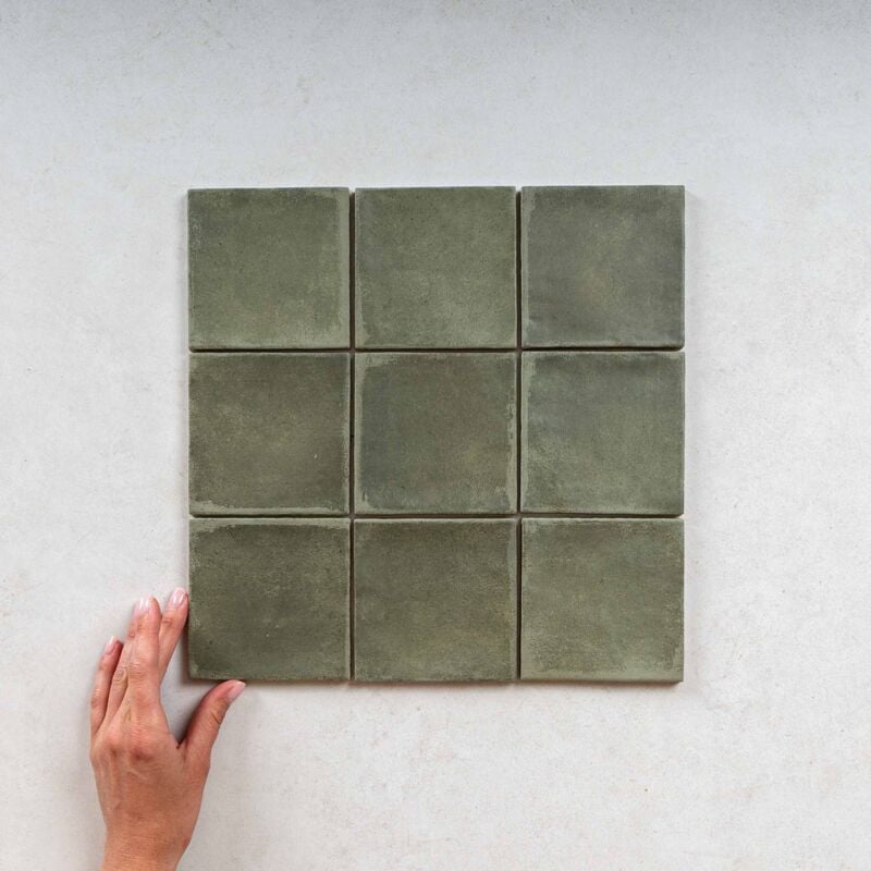 Faïence Effet Zellige argile 10x10 (0,5m2) Khaki - Les Carreaux de Jean
