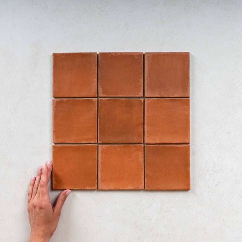 Faïence Effet Zellige argile 10x10 (0,5m2) Cotto - Les Carreaux de Jean