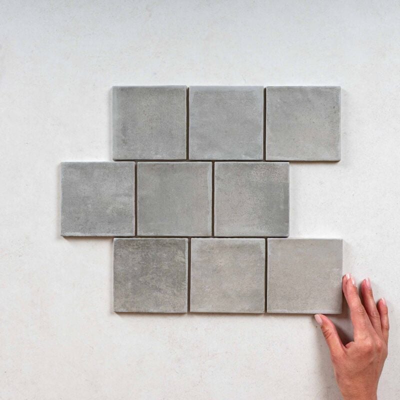 Faïence Effet Zellige argile 10x10 (0,5m2) Concrete - Les Carreaux de Jean